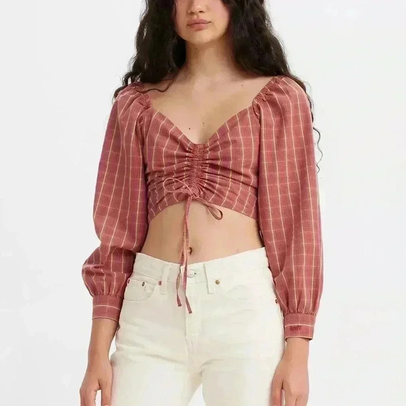 LEVIS DEVIN BLOUSE RED SIZE XS - Picture 1 of 9
